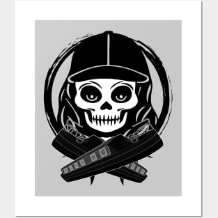 Gongoozler Skull and Narrowboat Black Logo Posters and Art